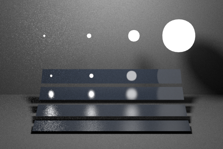 Veach scene rendered with multiple importance sampling